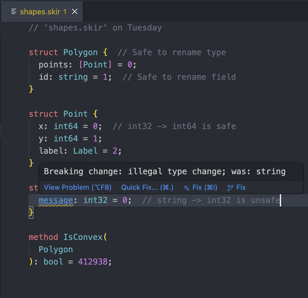 Schema after evolution changes